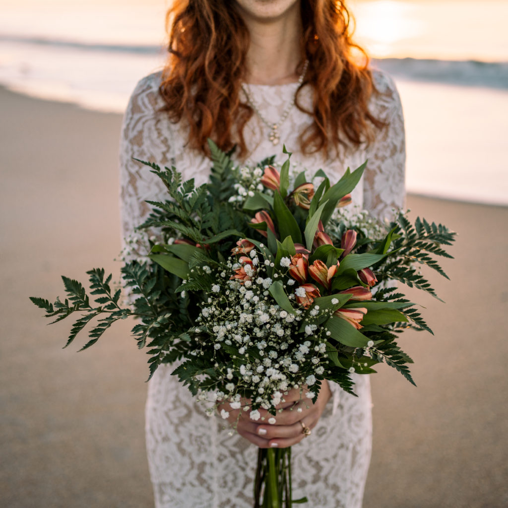 bridal bouquet on the beach