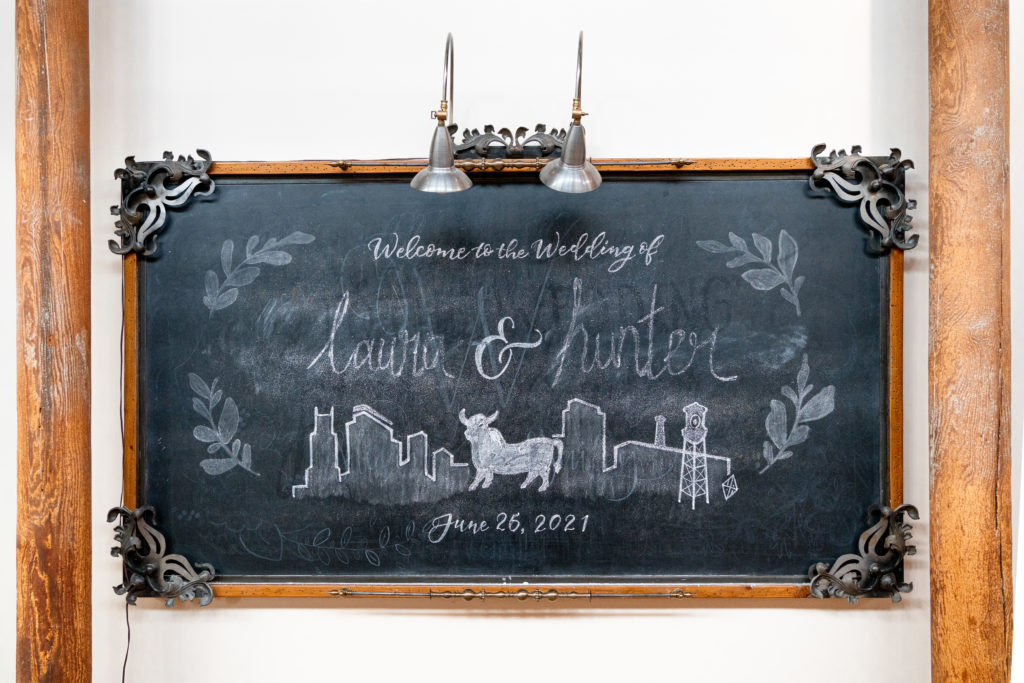 chalk art for bride and groom 
