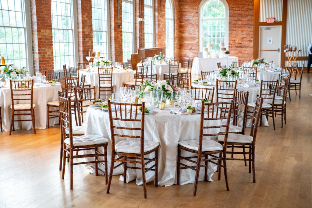 several tables set up for wedding reception