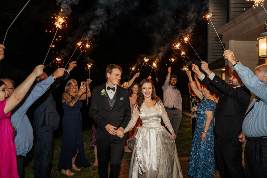 sparkler wedding exit in Raleigh, NC