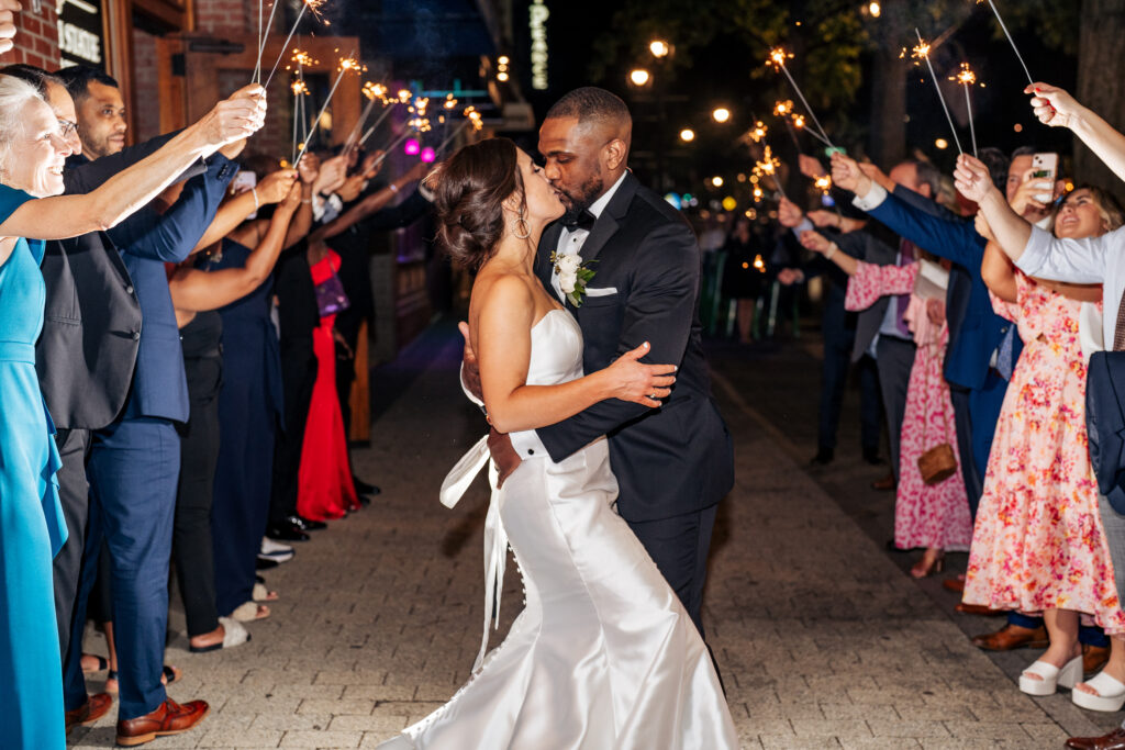 Downtown Raleigh wedding sparkler send off