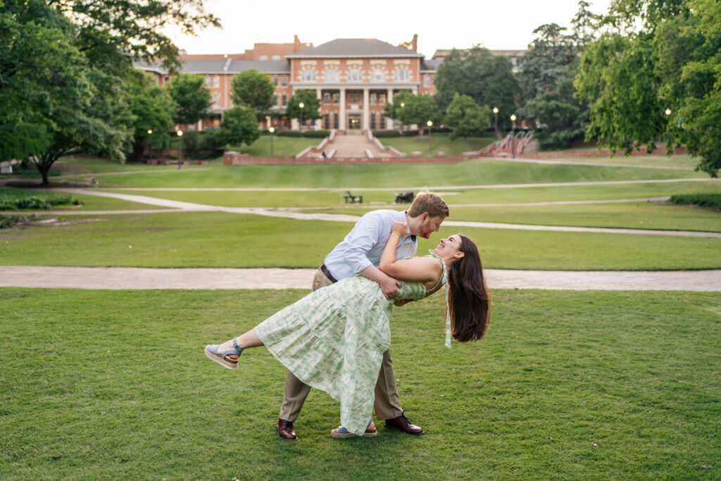 Engagement photos at NC State University in Raleigh, NC