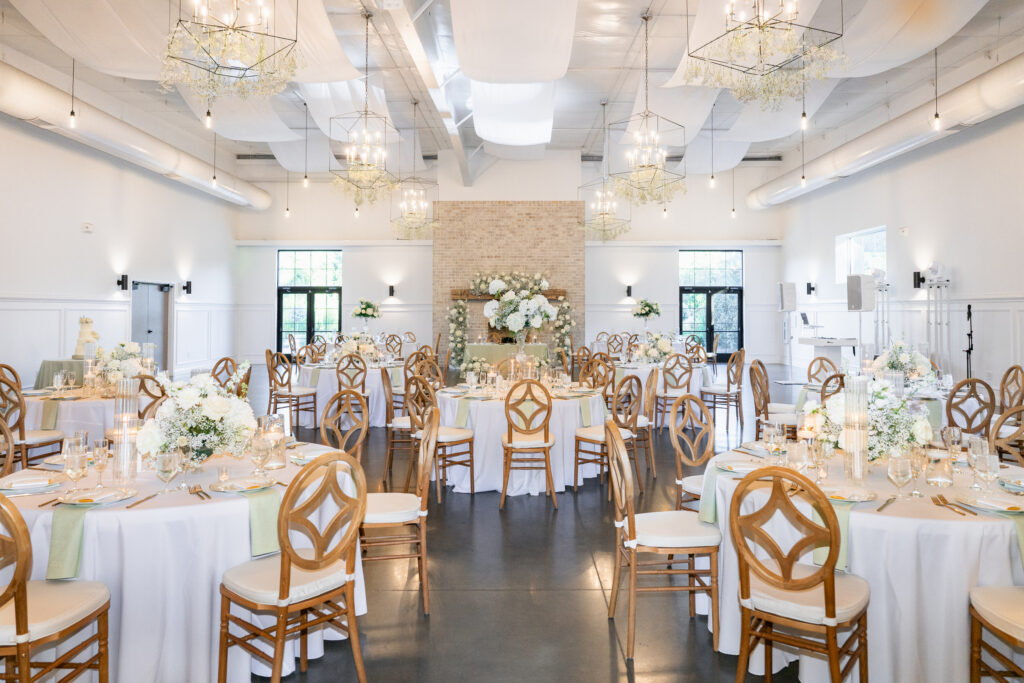 indoor wedding reception at the maxwell wedding venue in raleigh, nc