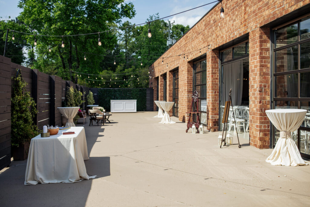 Courtyard of Chatham Station wedding venue in Cary, NC