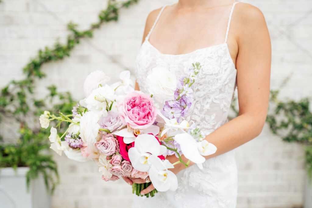 Floral bouquet of roses and orchids