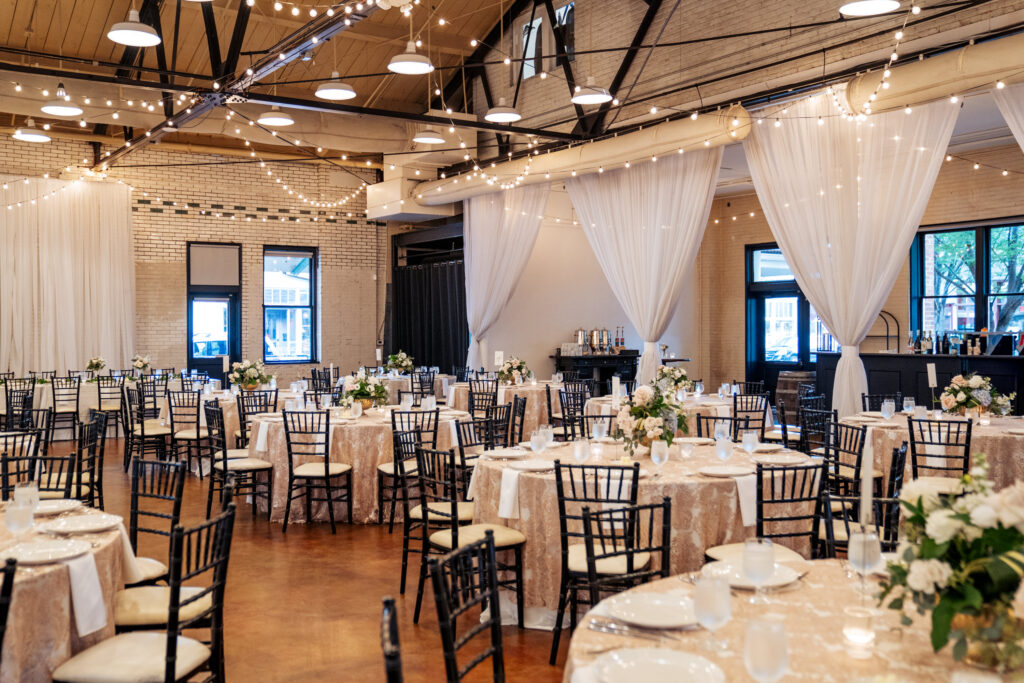 wedding reception decor at Market Hall