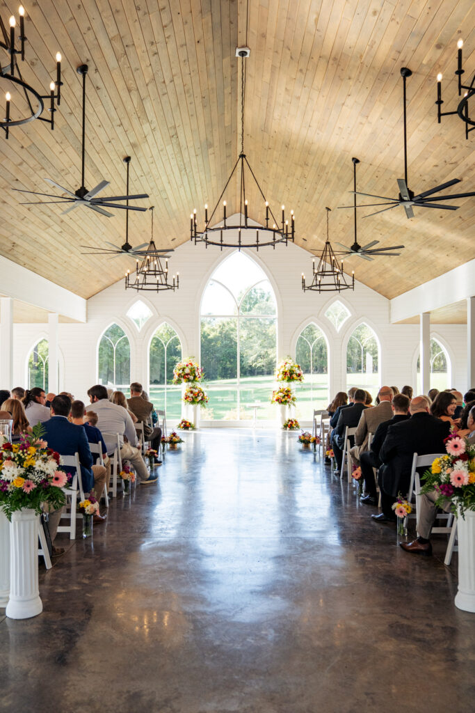 wedding ceremony set up at Daniel's Ridge wedding venue