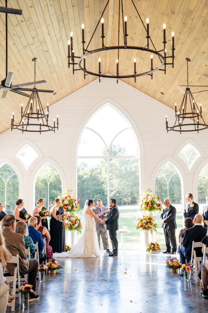 wedding ceremony at Daniel's Ridge wedding venue in Sanford, NC