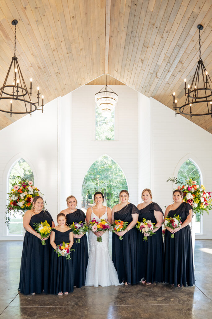 bridesmaids portrait at Daniel's Ridge wedding venue