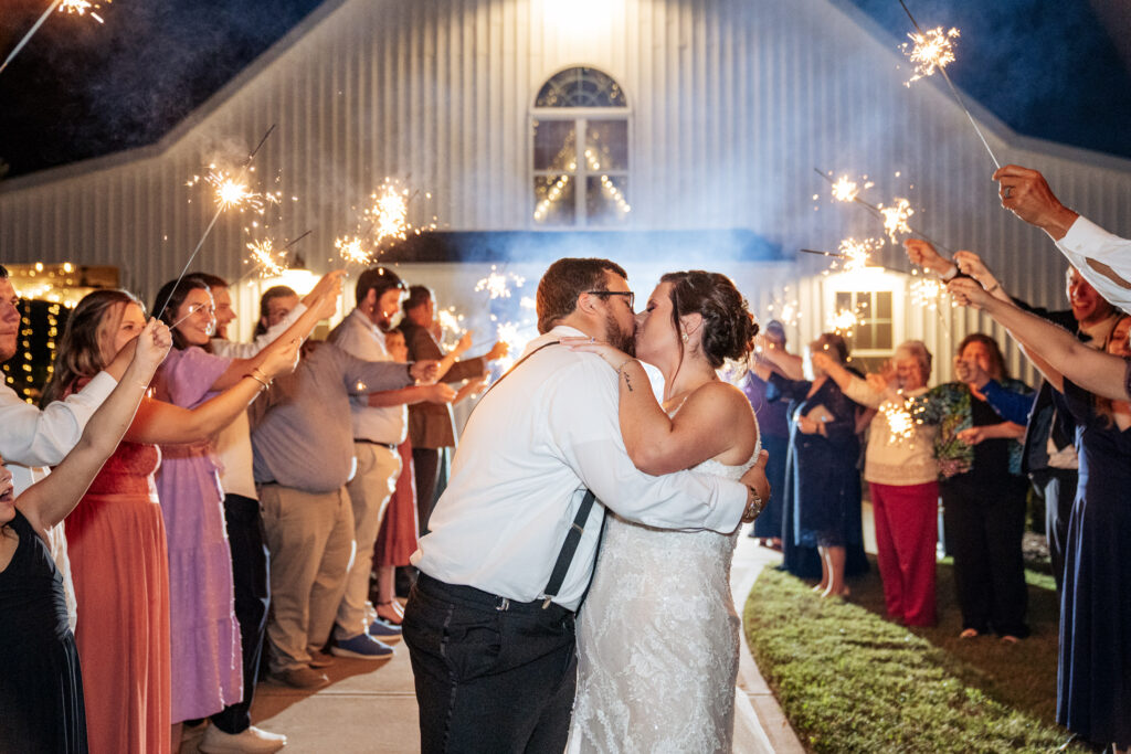 sparkler exit at Daniel's Ridge wedding venue