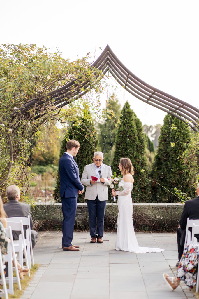 Finley-Nottingham Rose Garden wedding ceremony at JC Raulston Arboretum