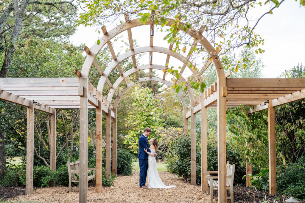 bride and groom portraits at JC Raulston Arboretum in Raleigh, NC