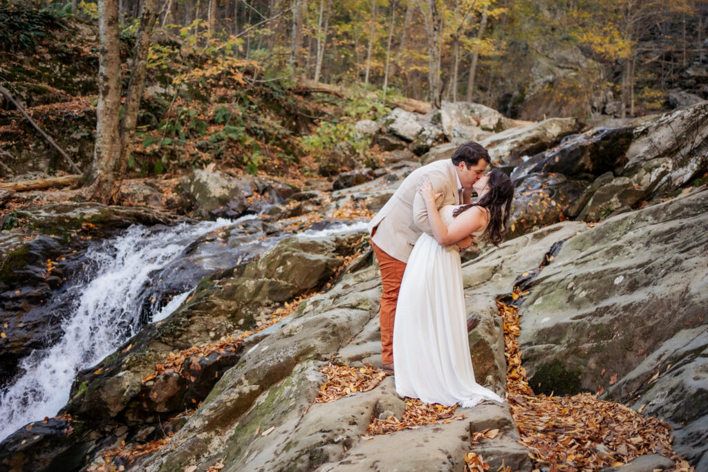 fall mountain elopement at Dark Hollow Falls in Shenandoah National Park