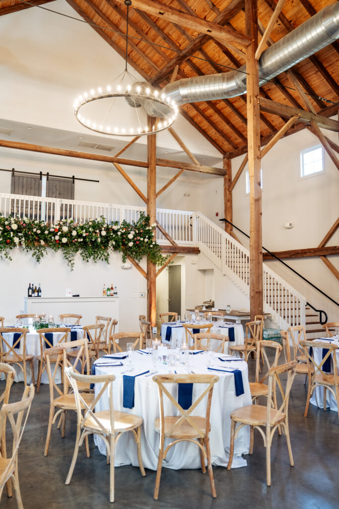 the Barn of Chapel Hill wedding reception set up