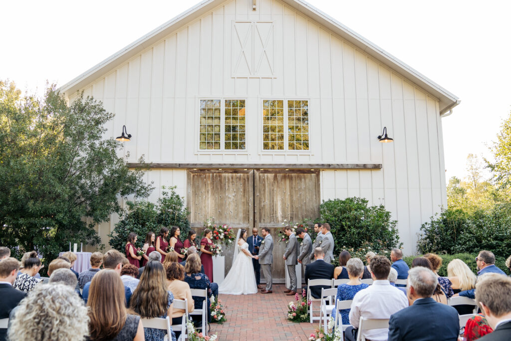 wedding ceremony at the Barn of Chapel Hill