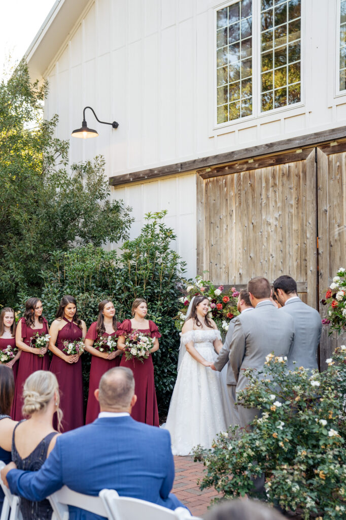 wedding ceremony at the Barn of Chapel Hill