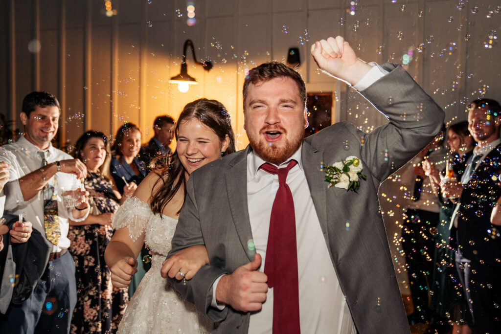 bubble send off at the Barn of Chapel Hill wedding