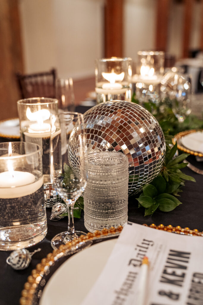 disco ball reception decor