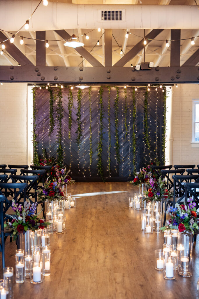 ceremony decor at traine at seaboard station