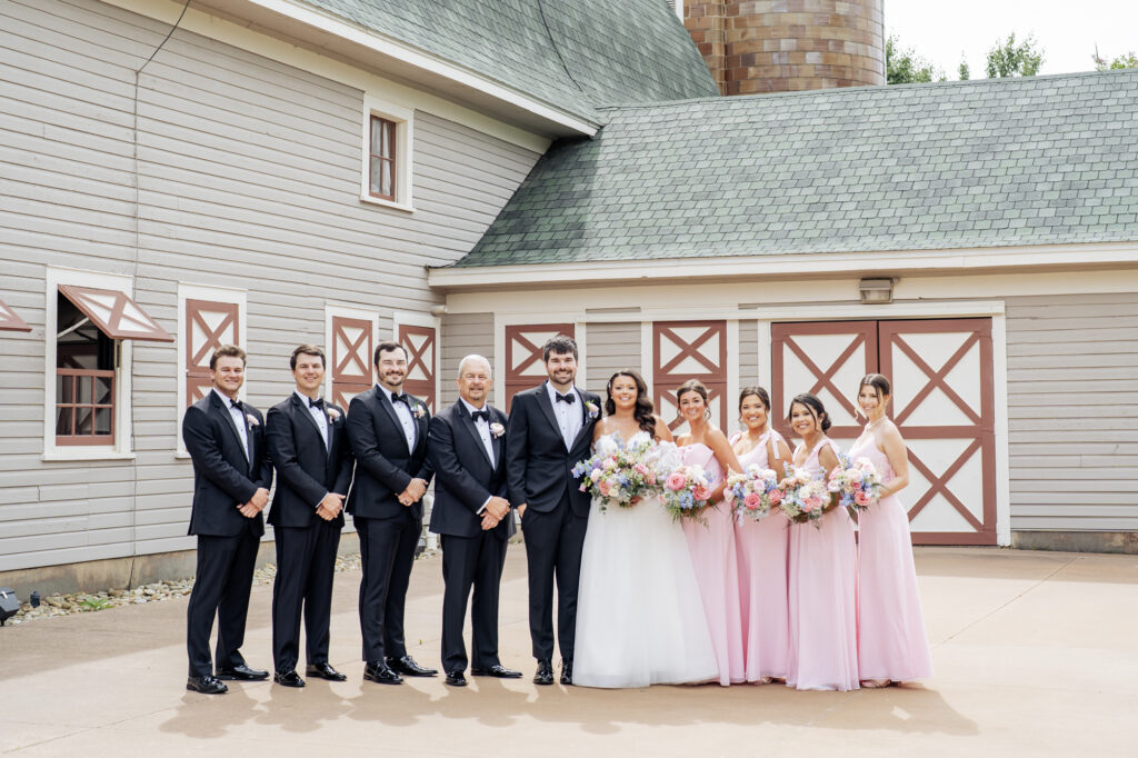 wedding party portrait at Historic Wakefield Barn